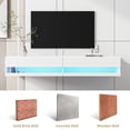 thumbnail image 4 of Floating TV Stand Wall Mounted with LED Lights, Floating TV Cabinet for 80 Inch TV, Modern Floating Media Console with Storage Cabinet for Living Room, Bedroom, White, 4 of 9