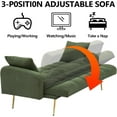 thumbnail image 4 of 69" Comfy Futon Sofa Bed with 2 Pillows, Convertible Couch Reversible Loveseat Folding Daybed Guest Bed, Tufted Teddy Fleece Upholstered Convertible Sleeper Sofa Bed for Living Room, Bedroom, Green, 4 of 7