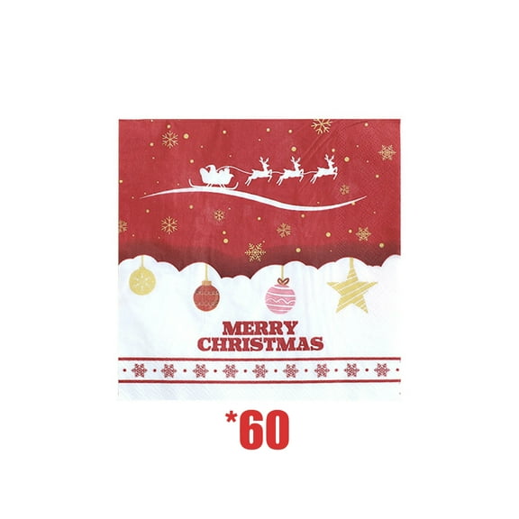 KOYPTL 60 Pcs Christmas Paper Napkins Disposable Xmas Tissue Paper Cocktail 2 Ply Xmas Tree Style Beverage Napkins Paper Xmas Towel for Christmas Party Holiday Birthday Dinner Table Supplies
