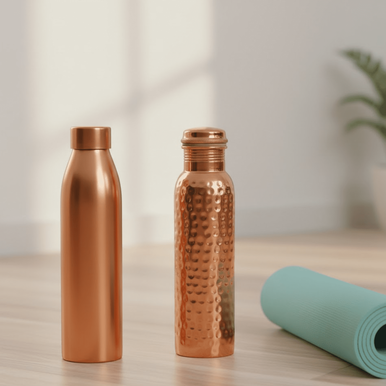 Mayur Exports Copper Set of 2 Water Bottles | Copper Water Bottle | Travel Water Bottle | Ayurvedic Health Benefits Copper Bottle 32 OZ Water Bottles