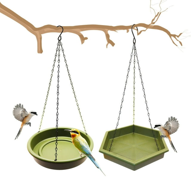 juego de 2 colgadores para comederos de pájaros, baño para pájaros colgante, comedero para pájaros de tarareo, baños para pájaros para exteriores, cuenco para baño de pájaros por Bathth ShuxiuWang 1327537082064