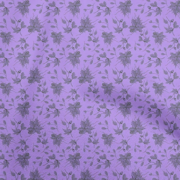 oneOone Velvet Medium Purple Fabric Autumn Leaves Sewing Material Print Fabric By The Yard 58 Inch Wide
