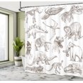 thumbnail image 4 of Ambesonne Black White Shower Curtain, Dinosaurs Skeleton, 69"Wx84"L, Dark Brown White, 4 of 4