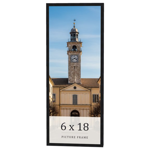 6x18 Frame Black Real Wood Picture Frame Width 0.75 inches | Interior Frame Depth 0.5 inches | Noir