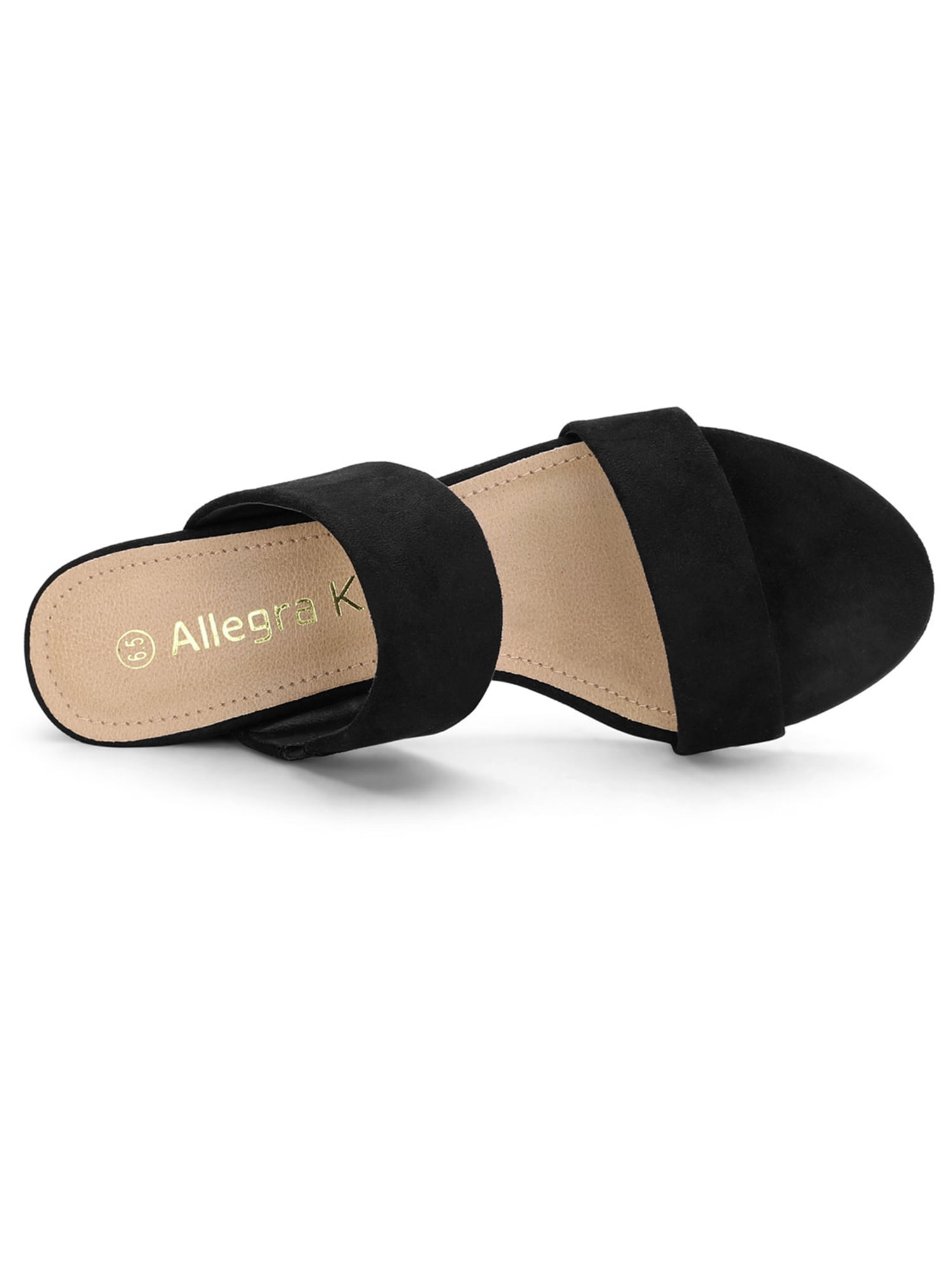 DARING DIVA Stylish Women's Block Heel Dual Straps Slide Sandals 8.5 Black