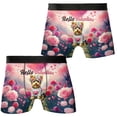thumbnail image 3 of Hello Valentine’s Day Yorkshire Terrier Flower Crown Romantic Pink Floral All Over Print Boxer Briefs Underwear for Men Dad Yorkie Dog Lover Gifts - 00031, 3 of 6
