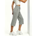 thumbnail image 5 of Capri Pants for Women Solid Color Loose Wide Leg Jogger Pants Elastic Double Drawstring Waist Button Cuff Thick Warm Fleece Stretch Breathable Casual Street Daily Walking Shopping Outdoor, 5 of 7