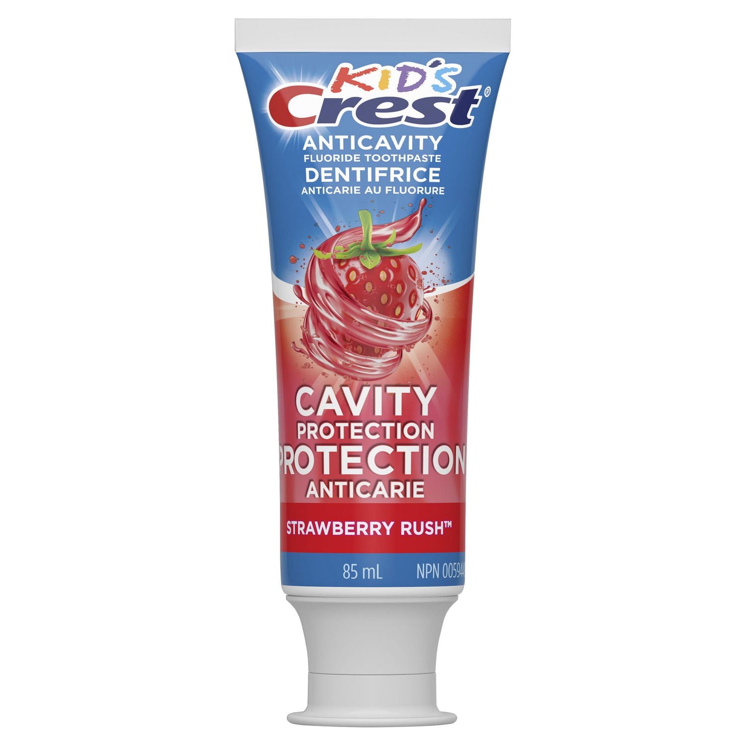 Dentifrice anticarie au fluorure Crest pour enfants, Protection anticarie, Strawberry Rush 85 ml