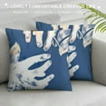 thumbnail image 3 of Creowell Navy Blue Tropical Leaves Pillow Covers, Monstera Eucalyptus Leaf Throw Pillow Covers Vintage Textured Pillowcase Neutral Palm Decorative Cushion Case for Home Outdoor Yard 12x12in, 3 of 5
