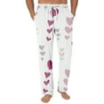 thumbnail image 2 of Men's Fashion Rose Heart Print Pajama Pants, Drawstring Elastic Waist Lounge Trousers for Valentine's Day Gift and Home,Watermelon Red,XL, 2 of 5