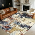 thumbnail image 2 of Hasoo 5' x 7' Washable Indoor Non-Slip Bedroom Carpet Modern Abstract Area Rug for Living Room, Red/Blue/Brown, 2 of 6