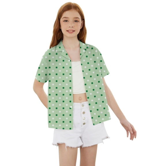 Yhhting Toddler Girls Tops Print Collared Short Sleeve Summer Beach Shirt Button Down Kids Girls Vacation Outdoor Travel Top, 3-4 Years
