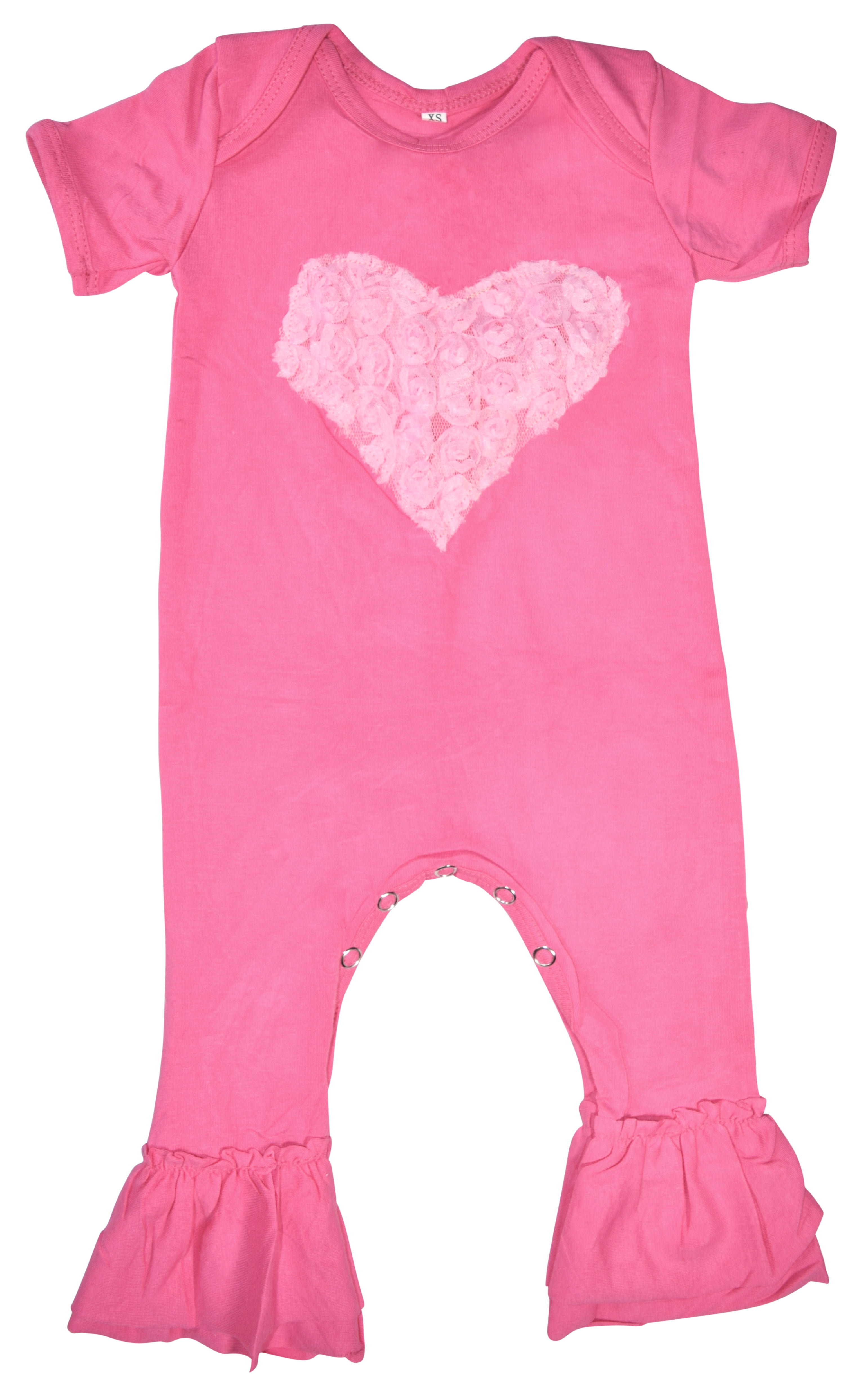 Unique Baby BabyGirls Valentine's Day Heart Bell Bottom Onesie (1824