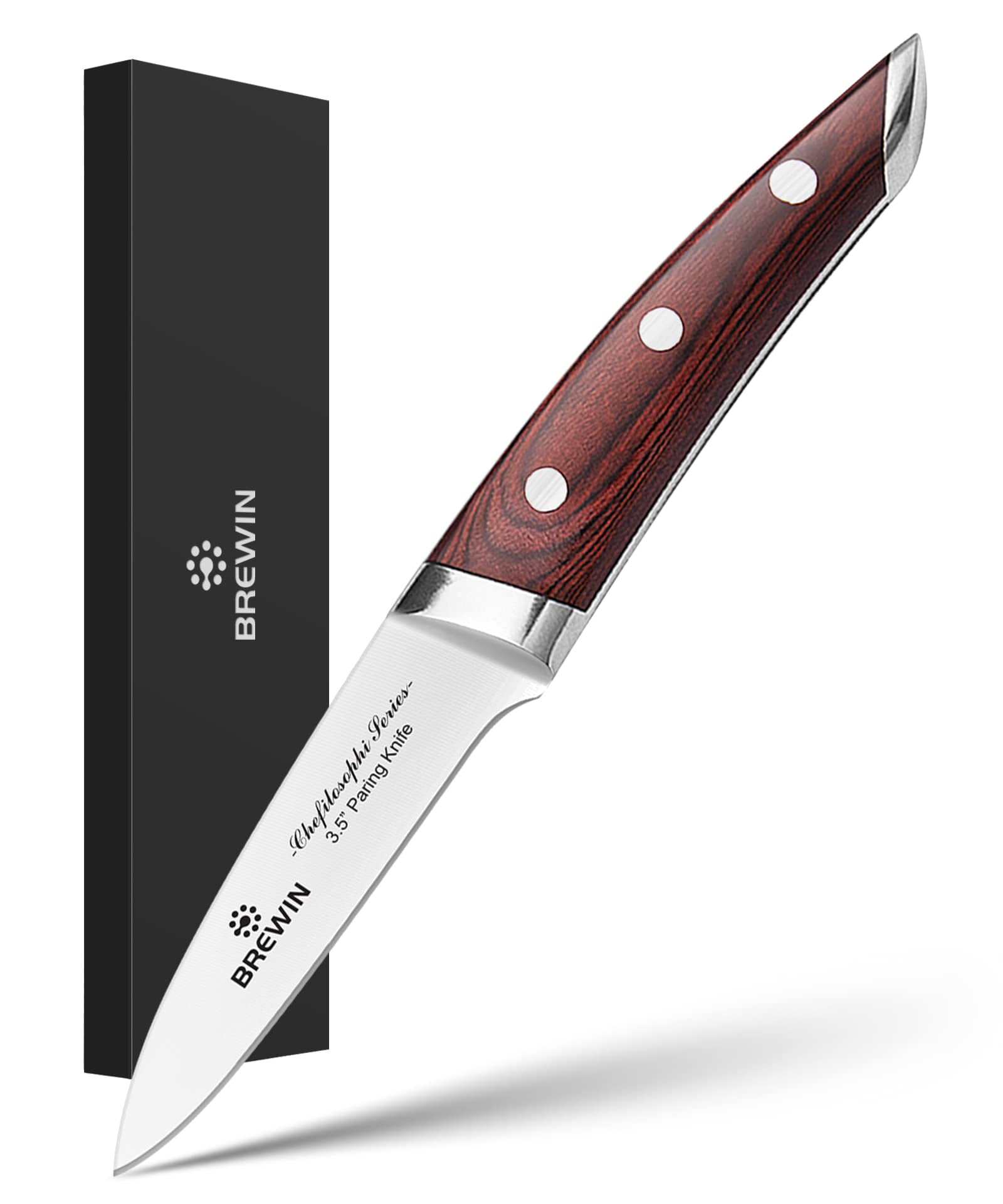 Professional Chef Knife 3.5 Inch Knife Elegant Red Pakkawood Handle