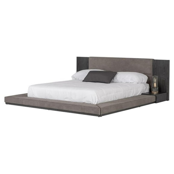 Modrest Jagger 87x96" Modern Polyester Fabric Queen Bed in Dark Gray