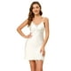 thumbnail image 1 of Mini vestido de pijama con camisón de encaje con escote en V sexy de satén para Mujer blanco M, 1 of 6