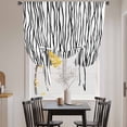 thumbnail image 3 of Black White Lines Tie Up Curtains 45 Inches Long, Kitchen Window Curtains Over Sink, Retro Stripes Texture Minimalist Art Small Window Curtains Shade Balloon Curtains Valances for Bedroom 34"x45", 3 of 8