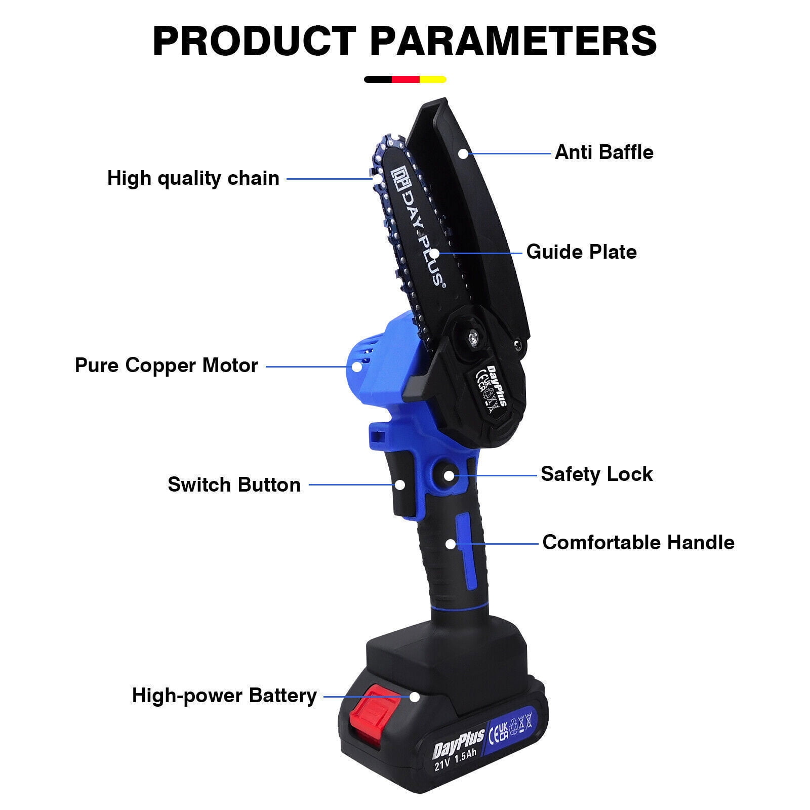 Bowoshen Battery Chainsaw,Mini Electric Chainsaw With 1PC Battery&Charger,4Inch Single-Handed Electric Wood Pruning Saw,Rechargeable Portable For Garden