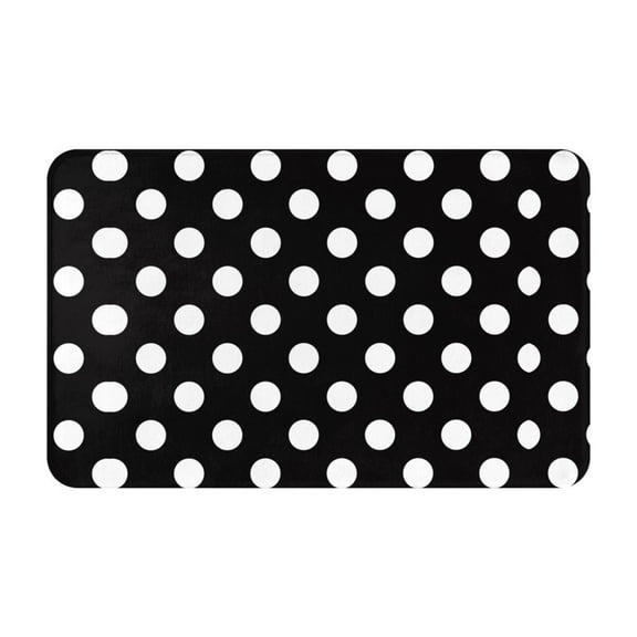 Bathroom Rugs Non Slip Washable - Black and White Polka Dot Kitchen Mats for Floor, Area Rugs for Entryway Rugs Indoor, Bathroom Laundry Room Door Rug with Rubber Backing 20x31.5in