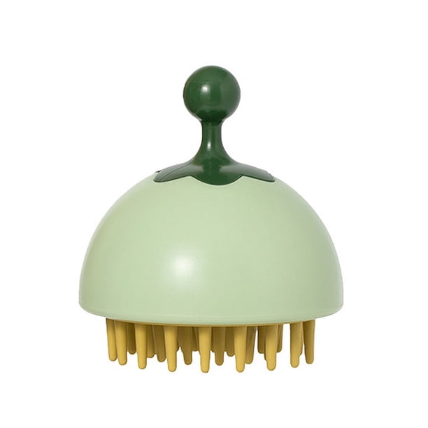 Bewildely Cepillo de masaje de champú para el cuero cabelludo de silicona de mano, masajeador de pelo para ducha, cepillo de limpieza, cepillo Juegos de accesorios de baño Verde