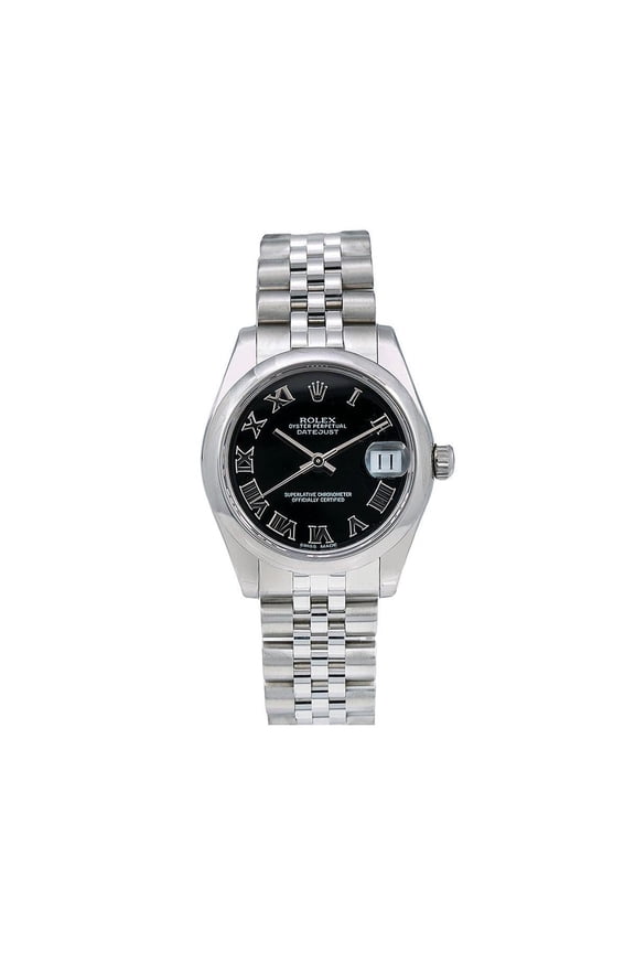 Pre-Owned Rolex Datejust 31MM 178240 Black Roman Dial Smooth Bezel Stainless Steel Jubilee Bracelet