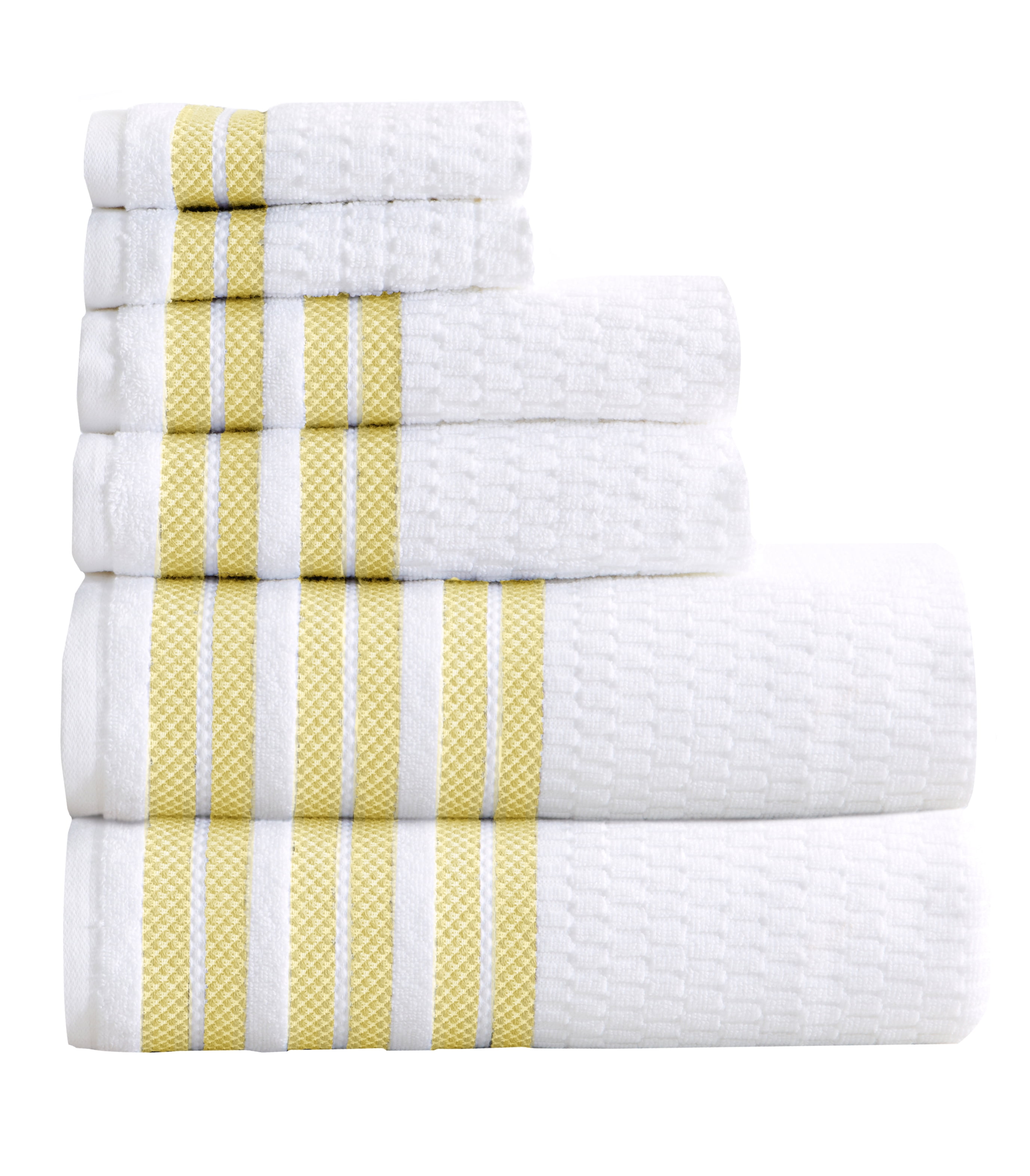 Great Bay Home 100 Cotton Textured Striped Bath Towel Sets Walmart