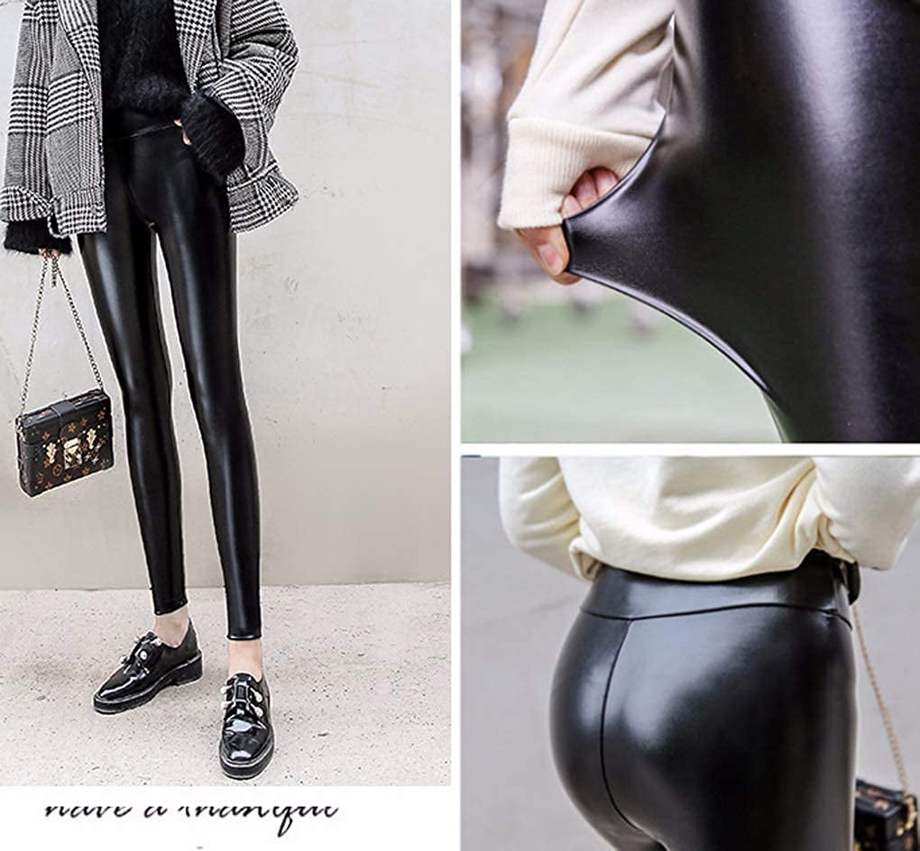 Matte Faux Leather Leggings For Women 25'' - High Waisted Stretch Leather  Pants S-3xl-mxbc