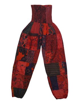 Mogul Women Baggy Pant, High Waist Cotton Patchwork Print Harem Loose Pant, Boho Hippy Soft Yoga Pants S/M