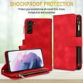 thumbnail image 4 of Allytechgroup Premium Wallet Phone Case for Samsung Galaxy A16 5G, Zipper Pocket Kickstand Crossbody Shoulder Strap Hand Wrist RFID Blocking Shockproof Protective Case for Women Men, Red, 4 of 6
