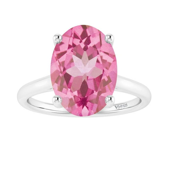 Sterling Silver with Pink Topaz Solitaire Ring