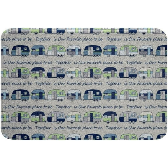 Bath Mat Happy Camping Camper Indoor Outdoor Entrance Door Mat Non-Slip Bath Rug Bathmat Decor Small Area Rug Carpet Kitchen Door Mats Floor Mats Home Decor 24 x16 Inch