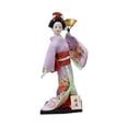 thumbnail image 1 of Estatua tradicional japonesa de geisha de 12 pulgadas, adorno en miniatura para escritorio. Violeta, 1 of 9