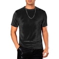 thumbnail image 1 of Camisetas de terciopelo INSPIRE CHIC para hombres, camiseta de cuello redondo de manga corta, camisetas de disco de terciopelo, S negro, 1 of 5
