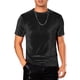 thumbnail image 1 of Camisetas de terciopelo INSPIRE CHIC para hombres, camiseta de cuello redondo de manga corta, camisetas de disco de terciopelo, S negro, 1 of 5