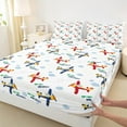 thumbnail image 3 of jejeloiu Colorful Cartoon Airplane Bed Sheets,Flying Tool Vehicle King Sheets,boys aircraft toys Sheet Set For Children,Super Cozy Room Decor,4 Pieces, 3 of 7