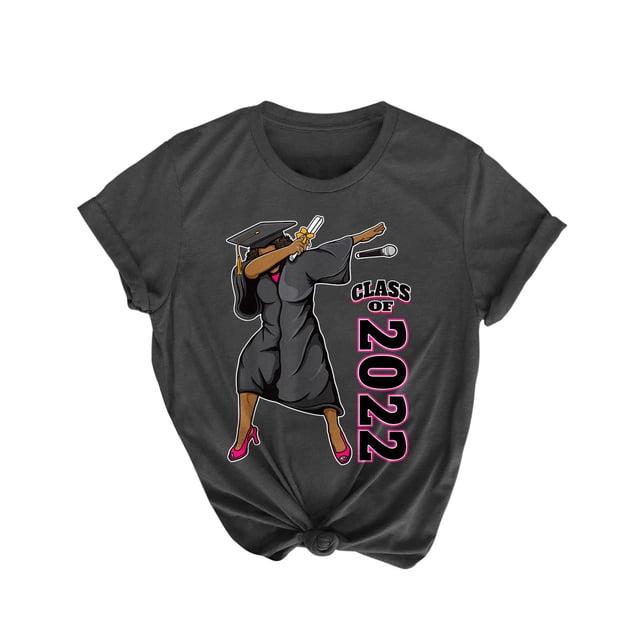 Regalos de graduación para él, ella, 2022, camiseta universitaria de escuela secundaria, blusa de manga corta con estampado de letras de verano Pompotops hfajkhk132269