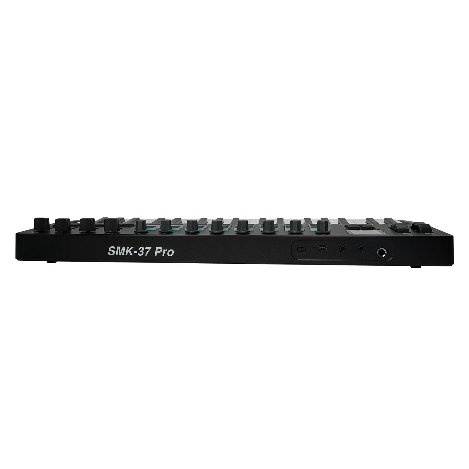 Backlit drum pad Keyboard M- 37 Key MIDI Keyboard Controller with 16 RGB Pads 8 Knobs 4 Faders Synthesizer Engine BT Wireless for Music Production PC