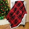 thumbnail image 5 of Sherpa Throw Blanket, Super Soft Fleece Plush Sofa Couch Blanket, TV Bed Blanket, Comfy Cozy Fluffy Warm, Christmas Theme Throws, Holiday Gift, Red Buffalo, 50"" X 60""., 5 of 7