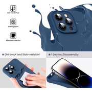 Liquid Silicone Case for iPhone 14 Pro, [True Liquid Silicone] [Anti Fingerprint] 4 Layer Phone Case Protective Cover, Full Coverage Around Camera & Built-in Microfiber, 6.1, Blue