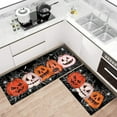 thumbnail image 2 of Halloween Kitchen Mat Set of 2,Black Pumpkins Spider Web Happy Halloween Floor Mats and Rugs Non Skid Washable for Kitchen Home Decor,Halloween Decorations and Accessories (17"x47"+17"x30"), 2 of 6