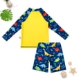 thumbnail image 6 of KPOPLK Toddler Baby Boys 3Pcs Swimsuit Set 1T 2T 3T 4T 5T Long Sleeve Dinosaur Print Rash Guard Tops and Swim Trunks Hat Kids Summer Swimwear Bathing Suit(Navy,2-3 Years), 6 of 8