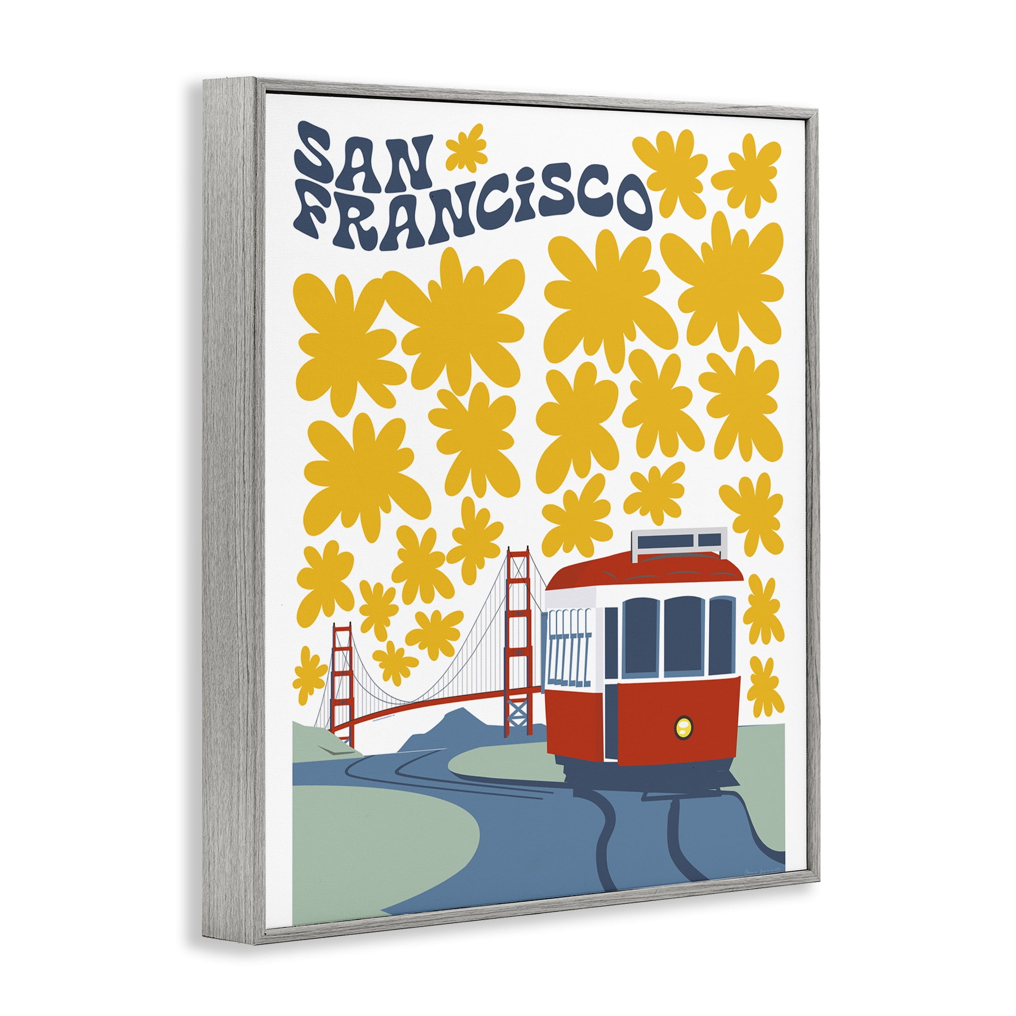 Stupell Industries San Francisco Trolley Gray Framed Giclee Art, design by Omar Escalante