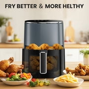 EDX Air Fryer,6 Qt Compact & Large with 400F for Crispy, Electric Multifunctional Cooker with Digital LED, Grey