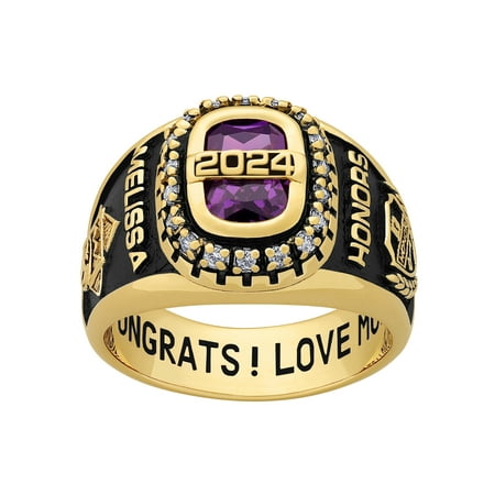 Order Now for 2025 Graduation, Freestyle Women's Yellow Celebrium CZ Encrusted Year Class Ring, Personalized, High School or College