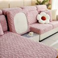 thumbnail image 4 of 1pc Stretch Sofa Cover with Anti-Slip Backing - Protects Couch Cushions from Pets, Kids, and Cats - Velvet Sectional Couch Cover (Pillow Case) - Pink & White Stripe, 4 of 4