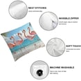 thumbnail image 4 of Patifu Flamingos Beach Surrealism Pillowcase Short Plush Home Furnishing 12x12in, 4 of 5