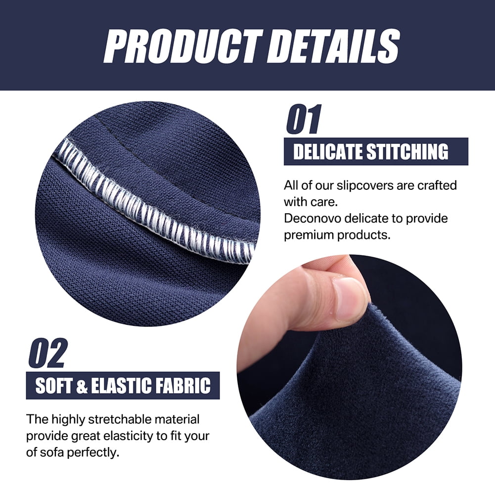 CJC Sofa Cover Plush Stretch 1 2 3 4 Seater Sofa Slipcover Chair Loveseat Couch Cover Furniture Protector Cover with 1 Pillowcase (1 Seater, Navy Blue)