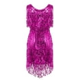 thumbnail image 6 of HULIJA Women's Glitter Sequin Tassels Sleeveless Ballroom Latin Tango Samba Salsa Dance Dress Rose X, 6 of 6