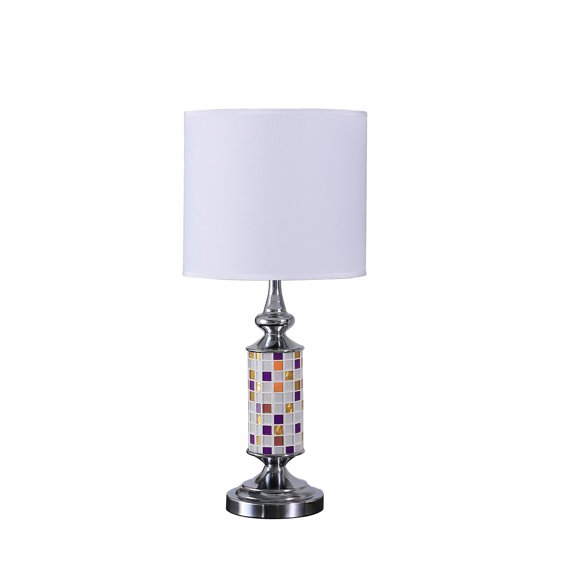 24â€ Jeweltone Metal And Glass Mosaic Table Lamp