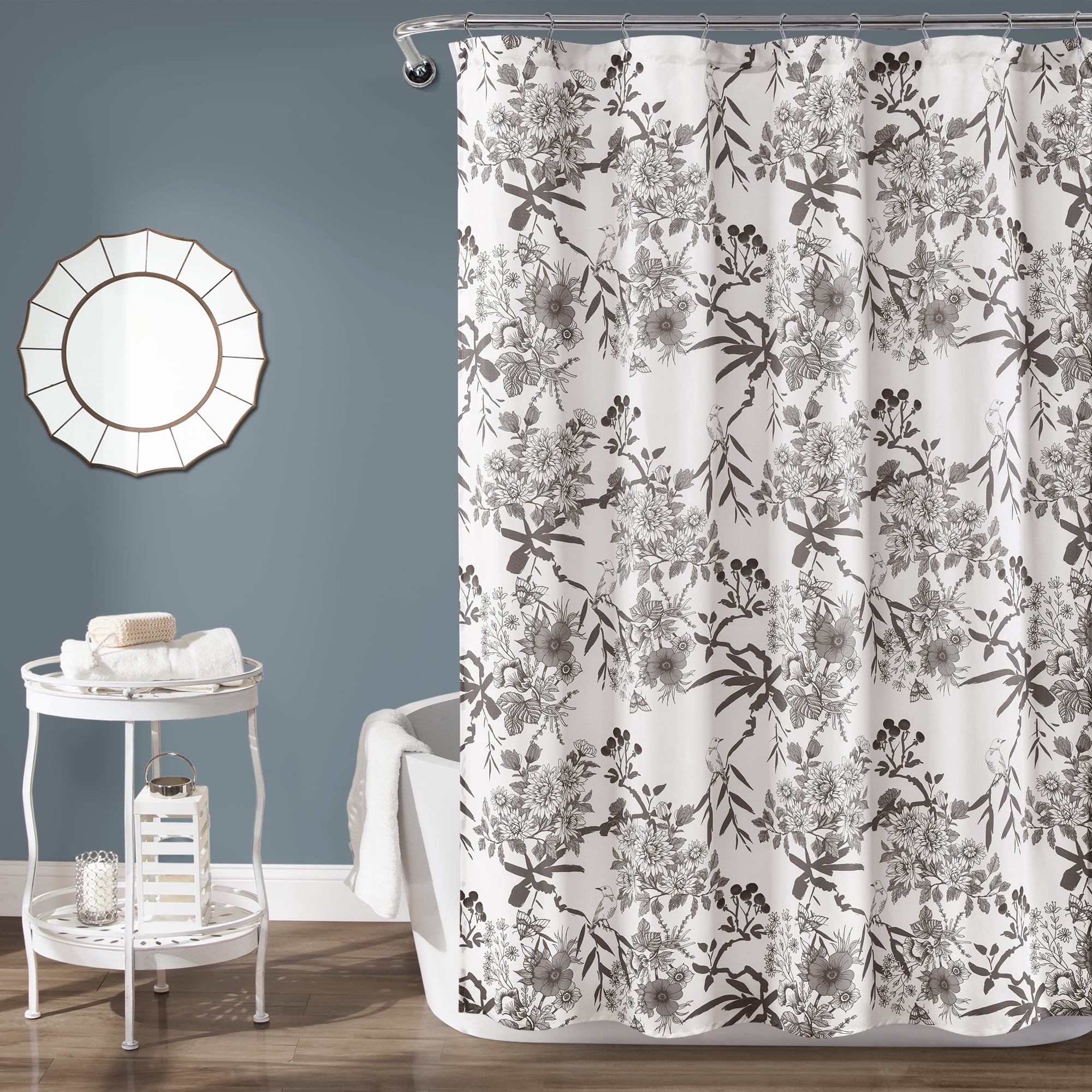 Lush Decor Botanical Garden Floral Polyester Shower Curtain, 72x72